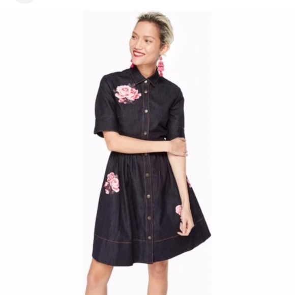 kate spade embroidered denim dress Kate Spade embroidery denim dress S (4-6)